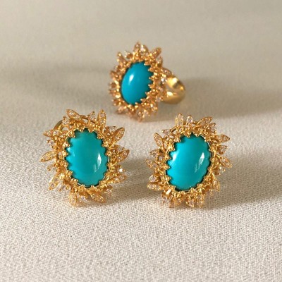Pagsibol turquoise studs and ring with stones